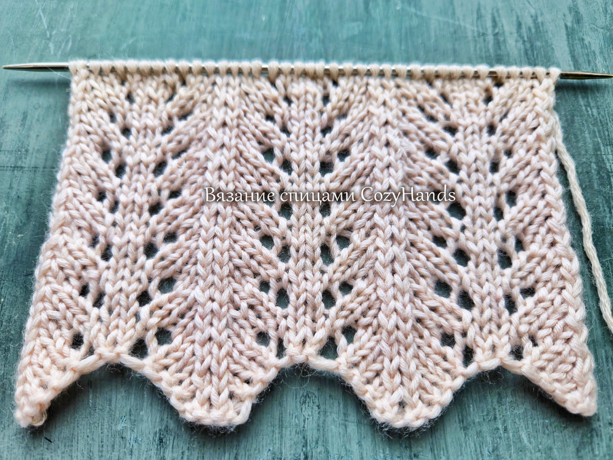 Простой и легкий классический ажурный узор спицами