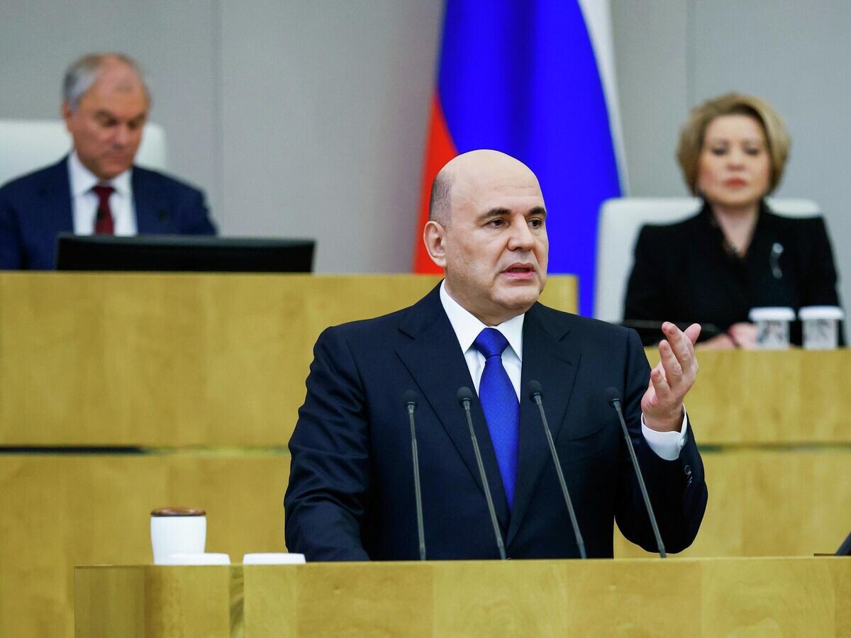    Председатель правительства РФ Михаил Мишустин выступает с ежегодным отчетом правительства РФ в Государственной Думе РФ | © РИА Новости / Дмитрий Астахов