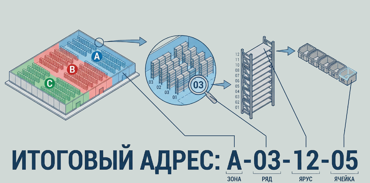Принцип построения адресного кода на складе