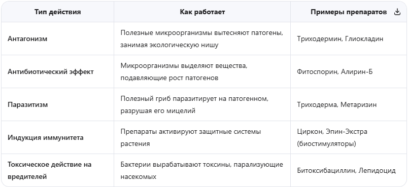 Механизмы действия биопрепаратов