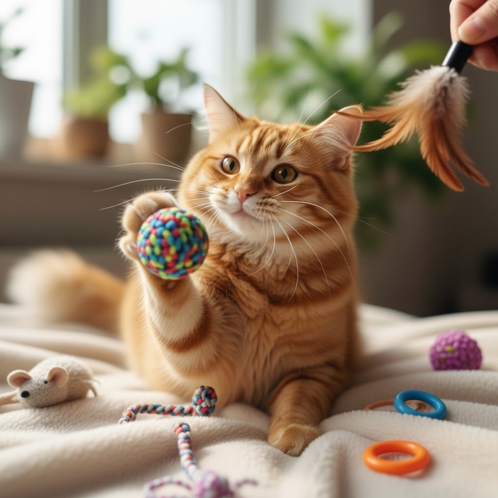 Кошка играет