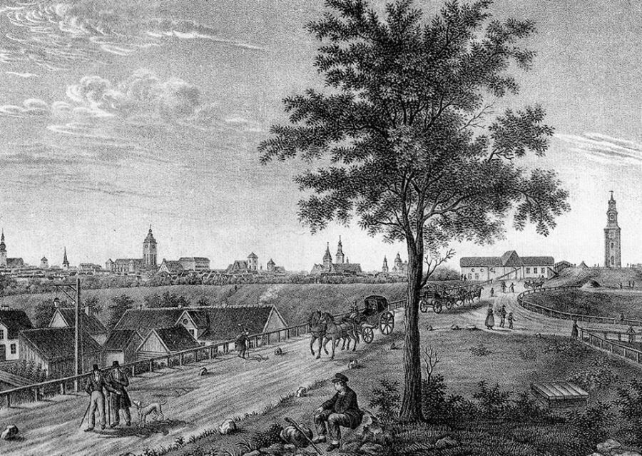 Окраина Кёнигсберга на старинном рисунке. 