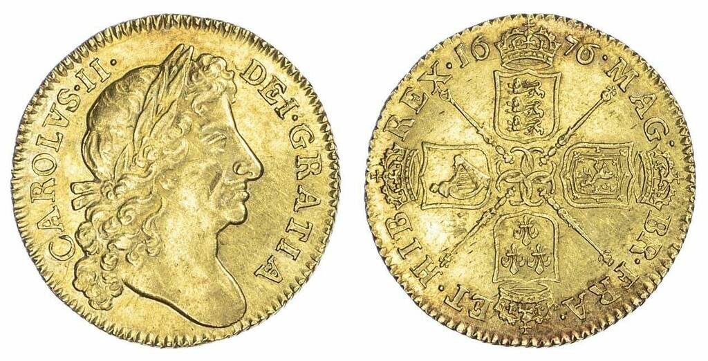 Гинея с изображением Карла II, 1663 год. Источник: monetnik.ru