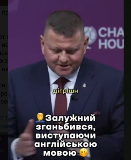    Залужный во время выступления. Скриншот: Телеграм-канала "Политика Страны"