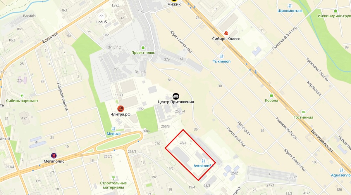    Примерные границы застройки. Скриншот карты 2ГИС