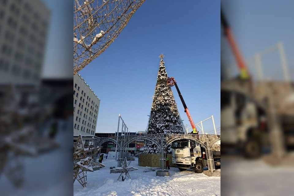    Елка и новогодние украшения вокруг нее радовали северян довольно долго - с 15 ноября. Фото: t.me/bloger51