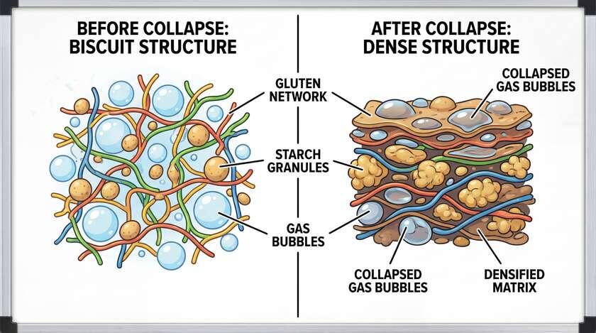 Рис1. Схема молекулярной основы бисквита до и после опадение