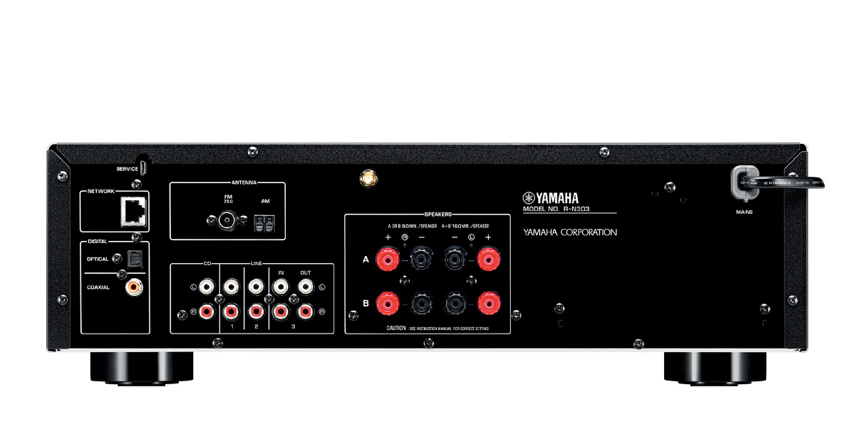 Задняя панель ресивера Yamaha R-N303.