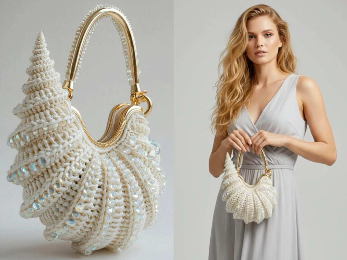 Дизайн сумки в виде ракушки. Создано с помощью ИИ