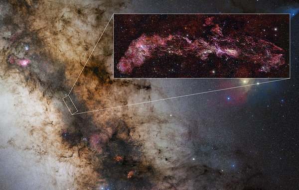 ALMA(ESO/NAOJ/NRAO)/S. Longmore et al. Stars in inset: ESO/D. Minniti et al. Milky Way: ESO/S. Guisard