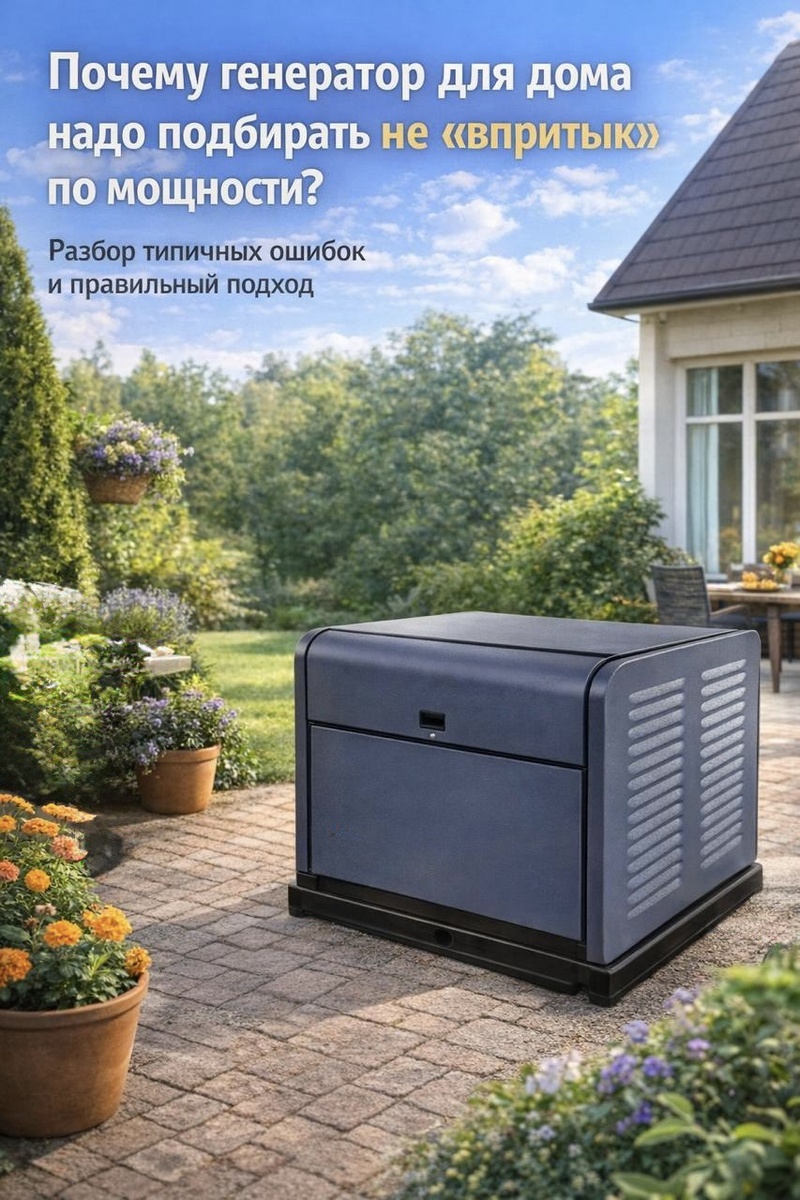 Правильный подход при выборе генератора для дома. Не впритык по мощности, но и без перспективы холостого хода!