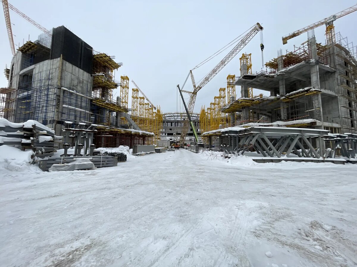 Монтаж железобетонного каркаса 