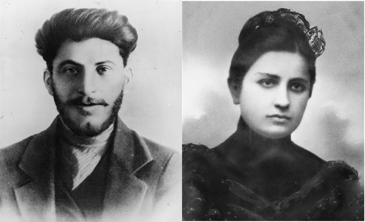 И.Джугашвили (фото 1906 г.) и Е.Сванидзе 