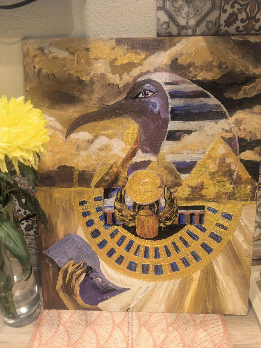 Тот. Картина на картонном холсте. Акрил 