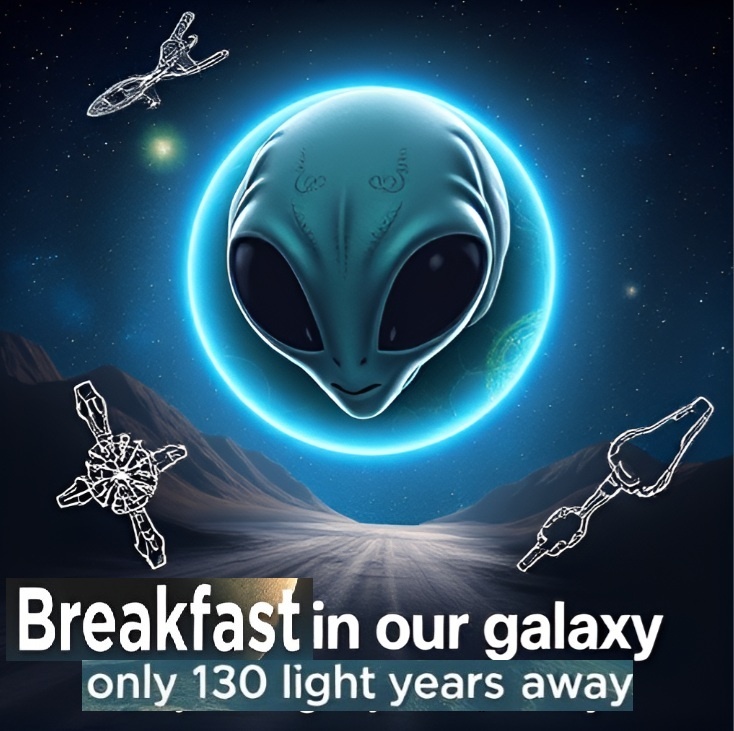 "Завтрак в нашей галактике - всего в 130 световых годах!"