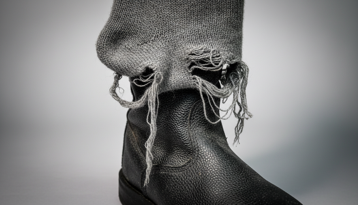  Износ обычного трикотажного носка в грубом армейском сапоге