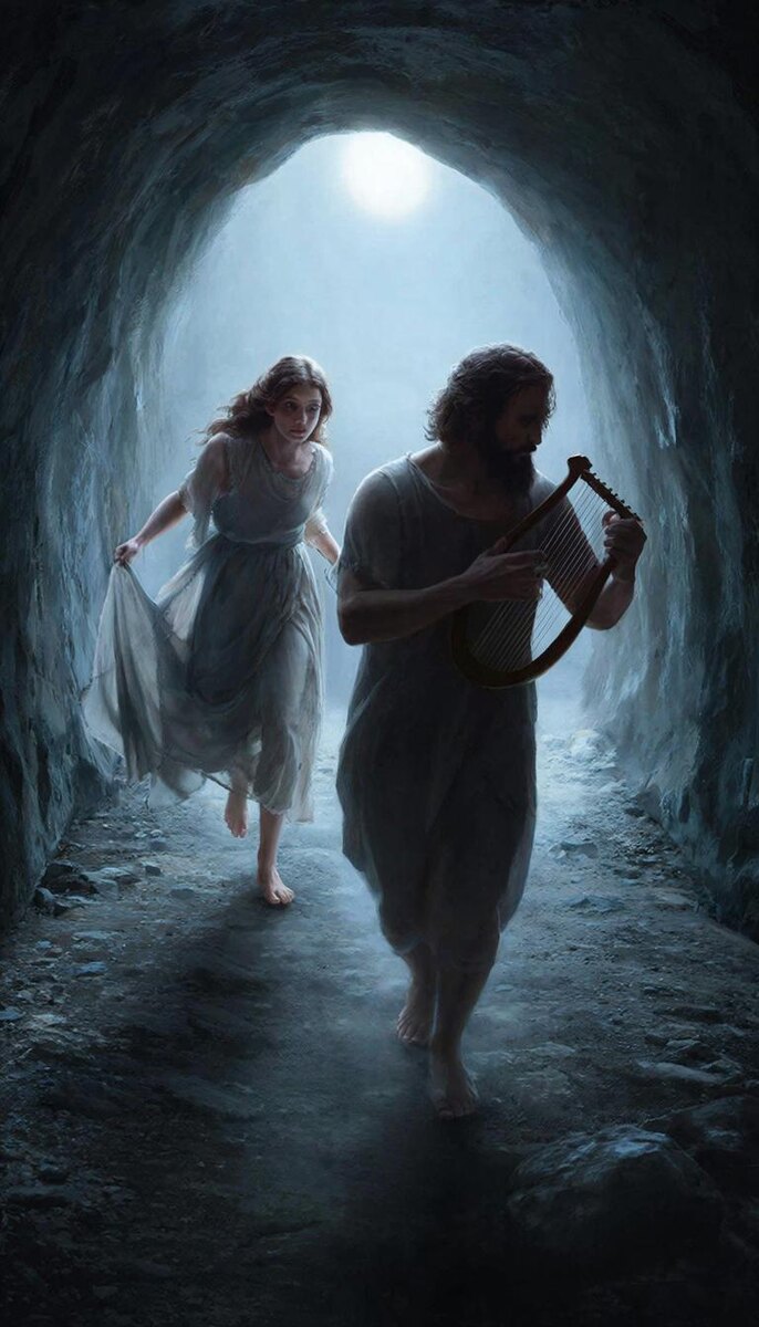 Эвридика идет за Орфеем из мира мертвых. 