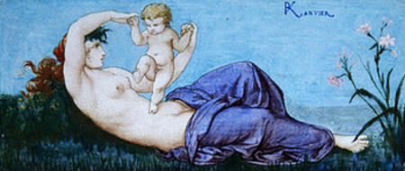 Нимфа играет с мальчиком