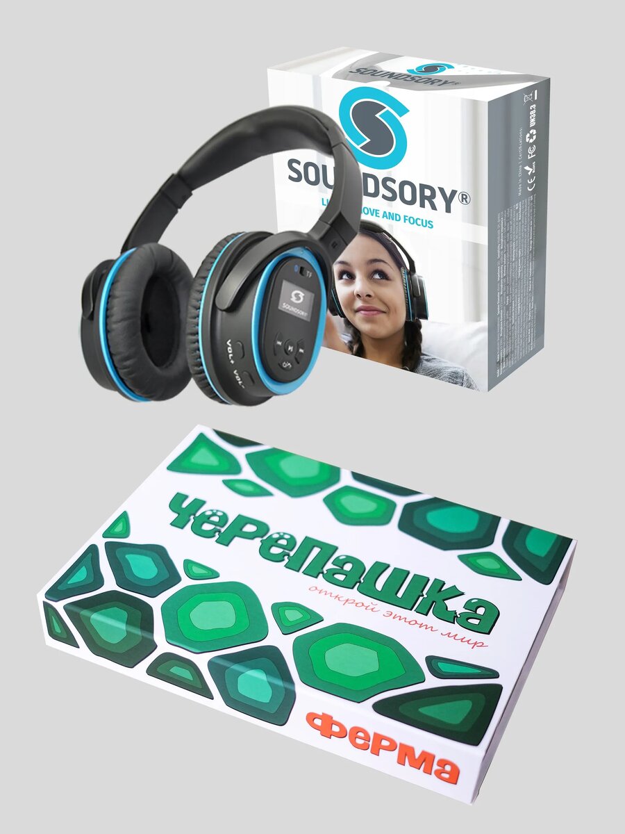 Наушники Sondsory+Сенсорная коробка Черепашка "Ферма"