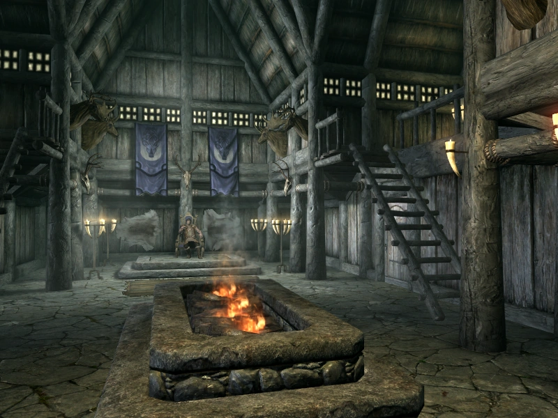 Ближайший пример раннесредневековой усадьбы можно увидеть в The Elder Scrolls 5: Skyrim. Резиденции провинциальных ярлов там строили по всем канонам раннего Средневековья.