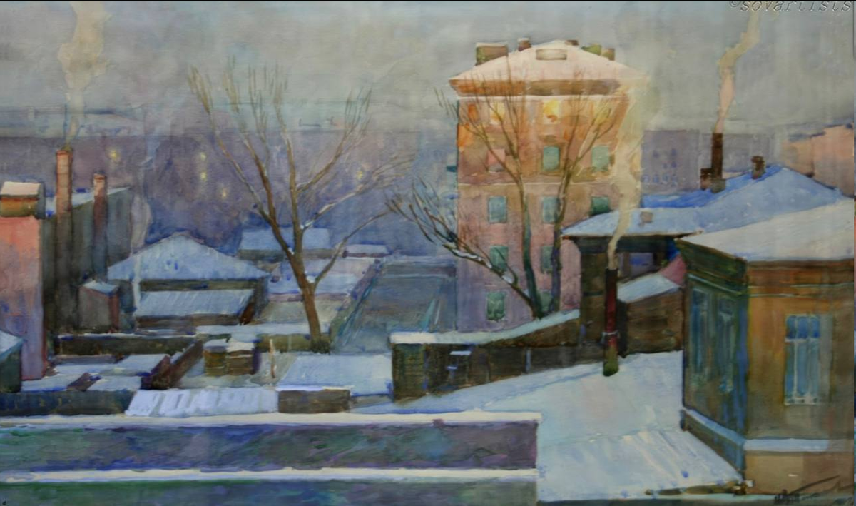 Иван Титков. «Морозное утро в Новосибирске». 1962