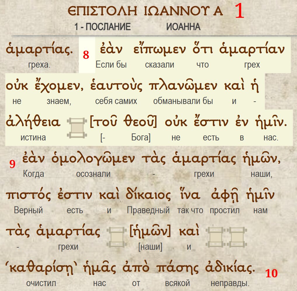 1Ин. 1:8 (перевод manuscript-bible.ru)