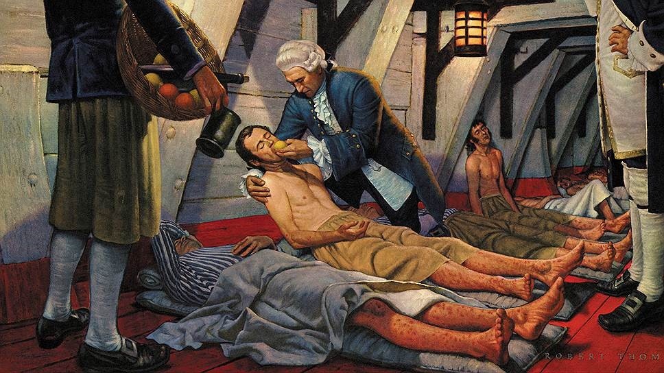 Джеймс Линд проводит эксперимент по лечению цинги