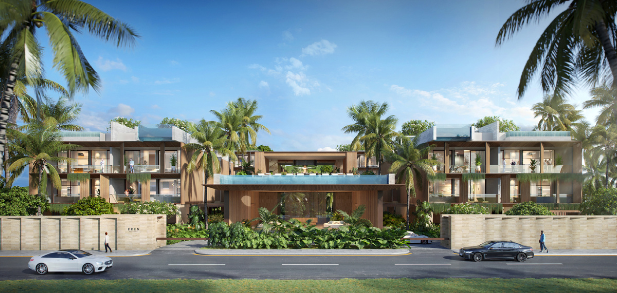 Архитектурная визуализация проекта Gardens of Eden. Изображение демонстрирует концепцию будущего комплекса.