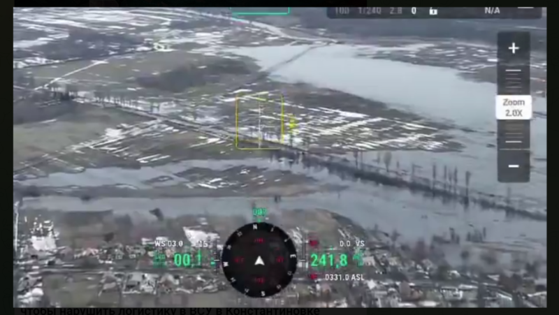    Затопленная часть города. Скриншот: Телеграм-канал "Операция Z: Военкоры Русской Весны"