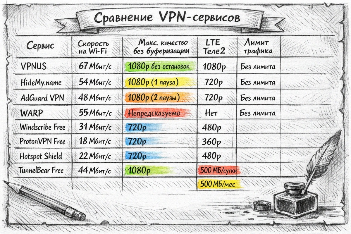YouTube через VPN: скорость на Wi-Fi, максимальное качество без буферизации, LTE Теле2, лимиты (таблица)