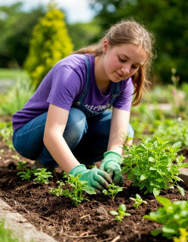 Девочка на огороде