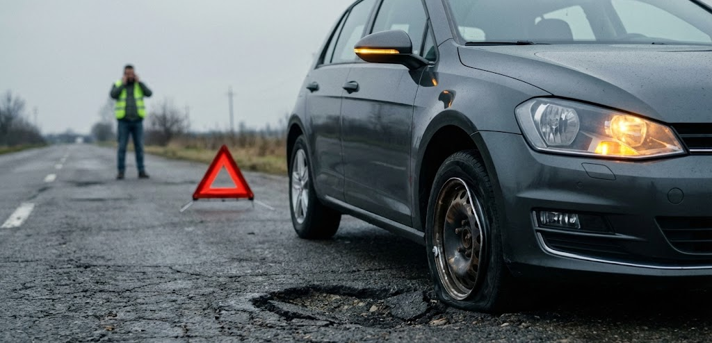 Яма на дороге пробила колесо: как оформить ДТП и заставить мэрию оплатить ремонт подвески