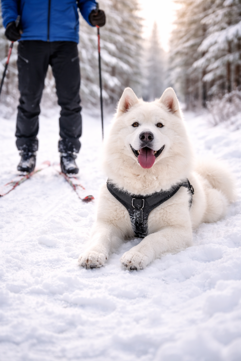 Маламут Фрэнк на зимней прогулке