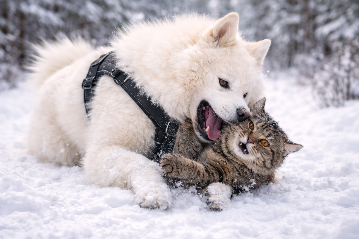 Зимняя прогулка с Аляскинским маламутом Фрэнком