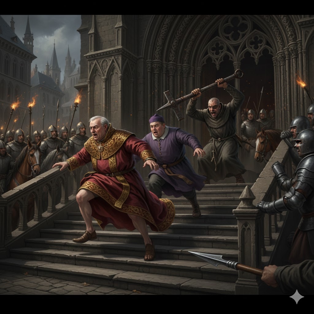 "Костер не только для невинных: Последняя пробежка легата", иллюстрация создана сетью Джемини