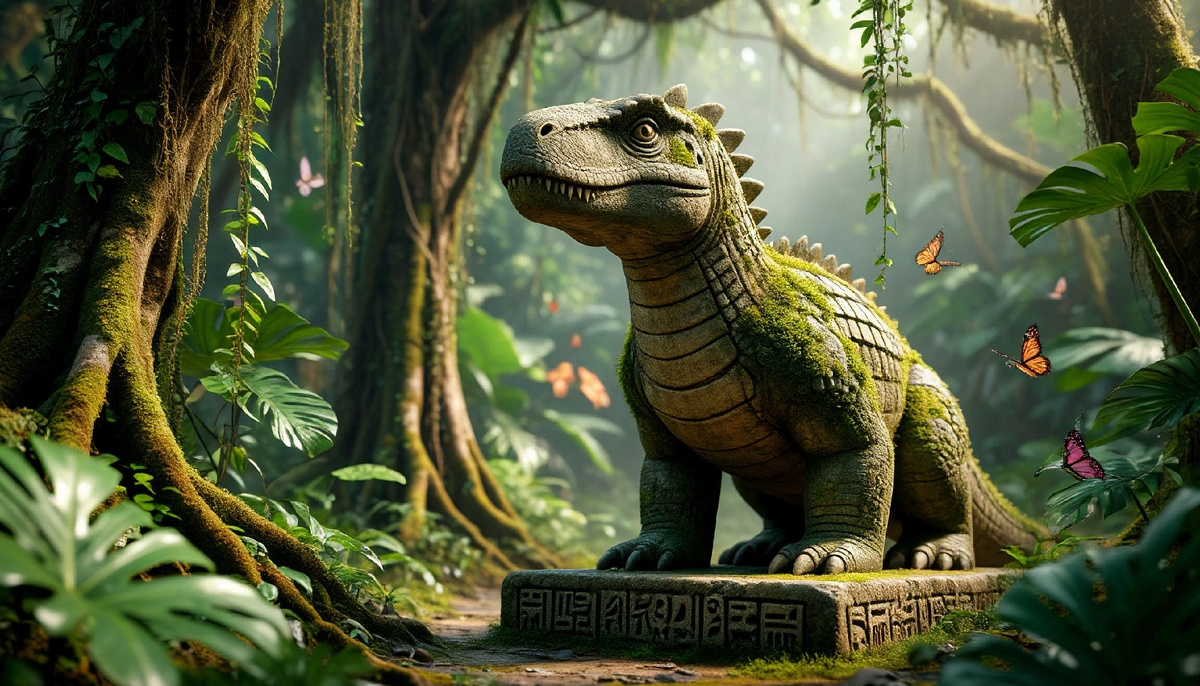 Анхело уверяет, что там находилась скульптура динозавра.