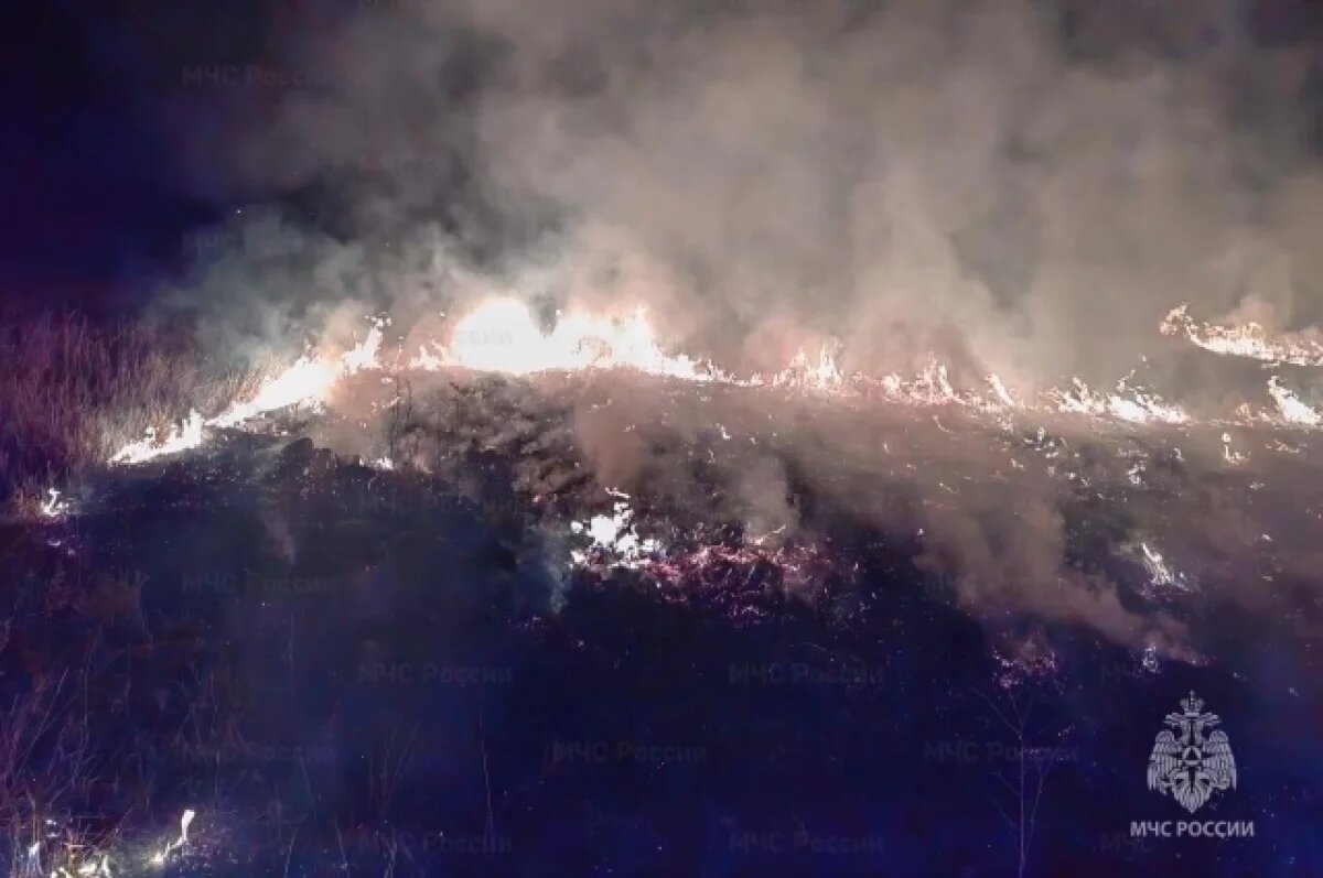    Первый пал сухой травы потушили в 2026 году в Забайкалье