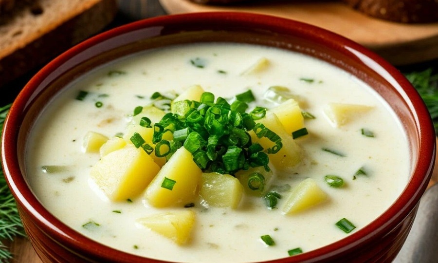 Сырный суп с зелёным луком и картофелем: нежный, ароматный и очень вкусный 🥣🧀 Домашние рецепты с расчетом стоимости.