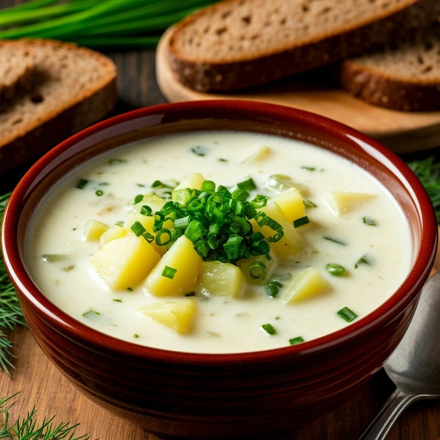 Сырный суп с зелёным луком и картофелем: нежный, ароматный и очень вкусный 🥣🧀