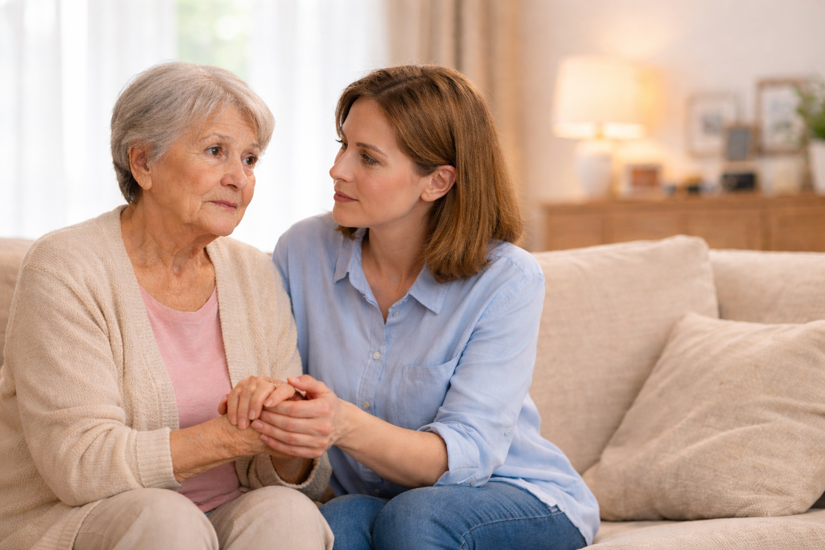 Если пожилой человек видит или слышит то, чего нет, самое важное — не спорить и не поддаваться панике. В этот момент именно ваша спокойная и уверенная реакция становится для него опорой.