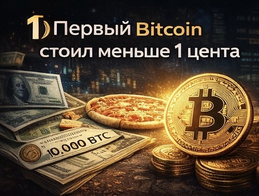 Первый Bitcoin стоил меньше 1 цента.