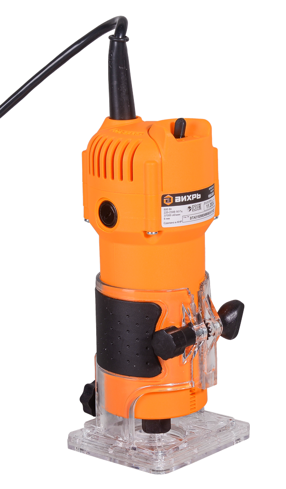 Фрезерная машина Вихрь ФМ-800К с набором фрез 12 шт: 800 Вт, 37000 об/мин, размер цанги - 6 мм, 2 кг.