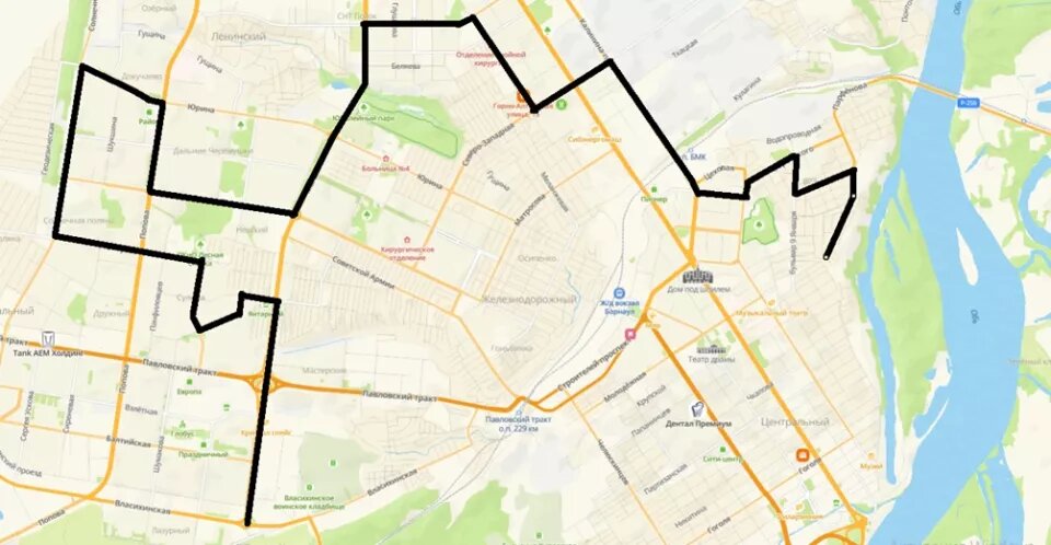    Новая схема маршрута №18. Источник: barnaul.org