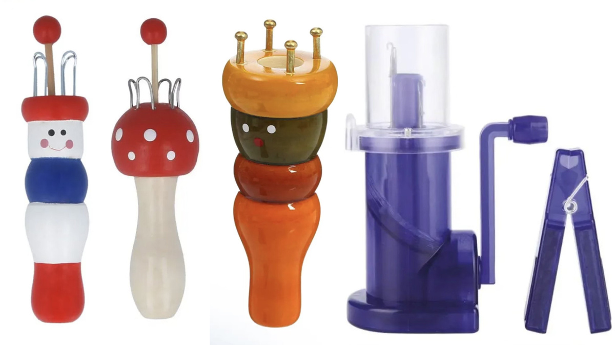 Первые три варианта — куколки для плетения полого шнура, последний — шнуровяз, который пришел им на замену