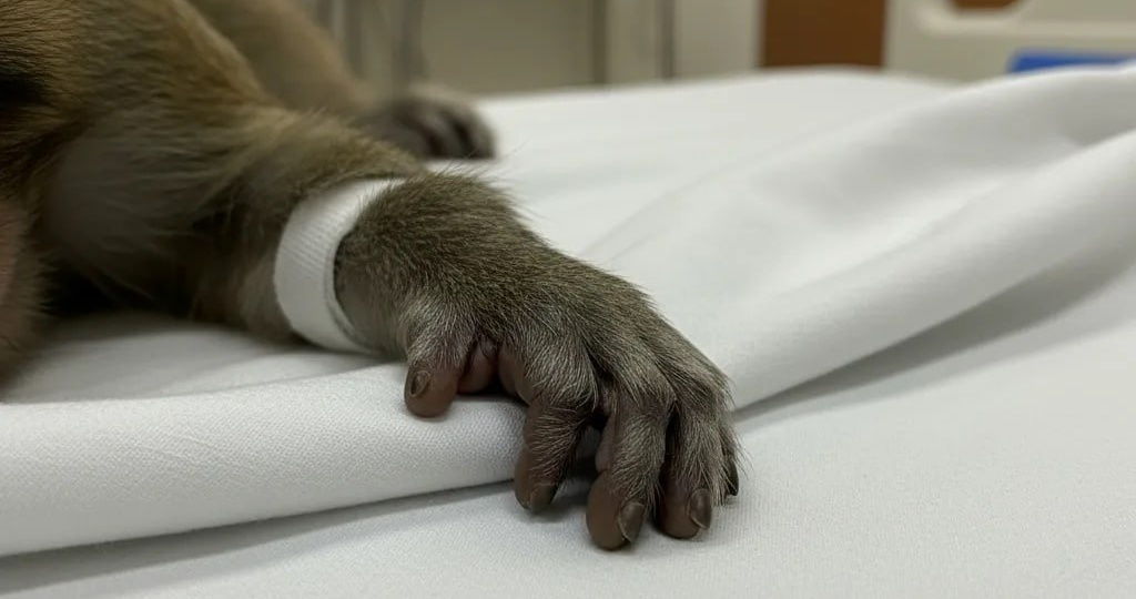 Японскую макаку раненную в драке выхаживают в парке «Малинки» Ростовской области