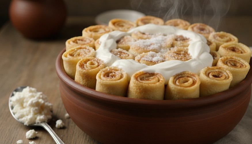 Блины, от которых невозможно оторваться! Налистники с творогом, томленные в сметане. Нежные, как облако.