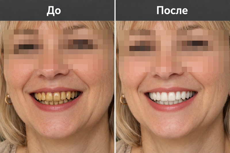 Результат после отбеливания зубов в Москве при частом употреблении кофе (фото справочно)