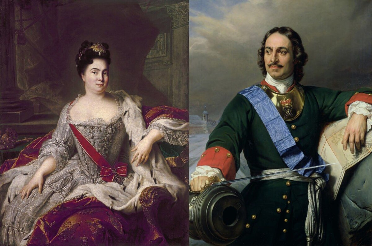    Екатерина I и Петр I