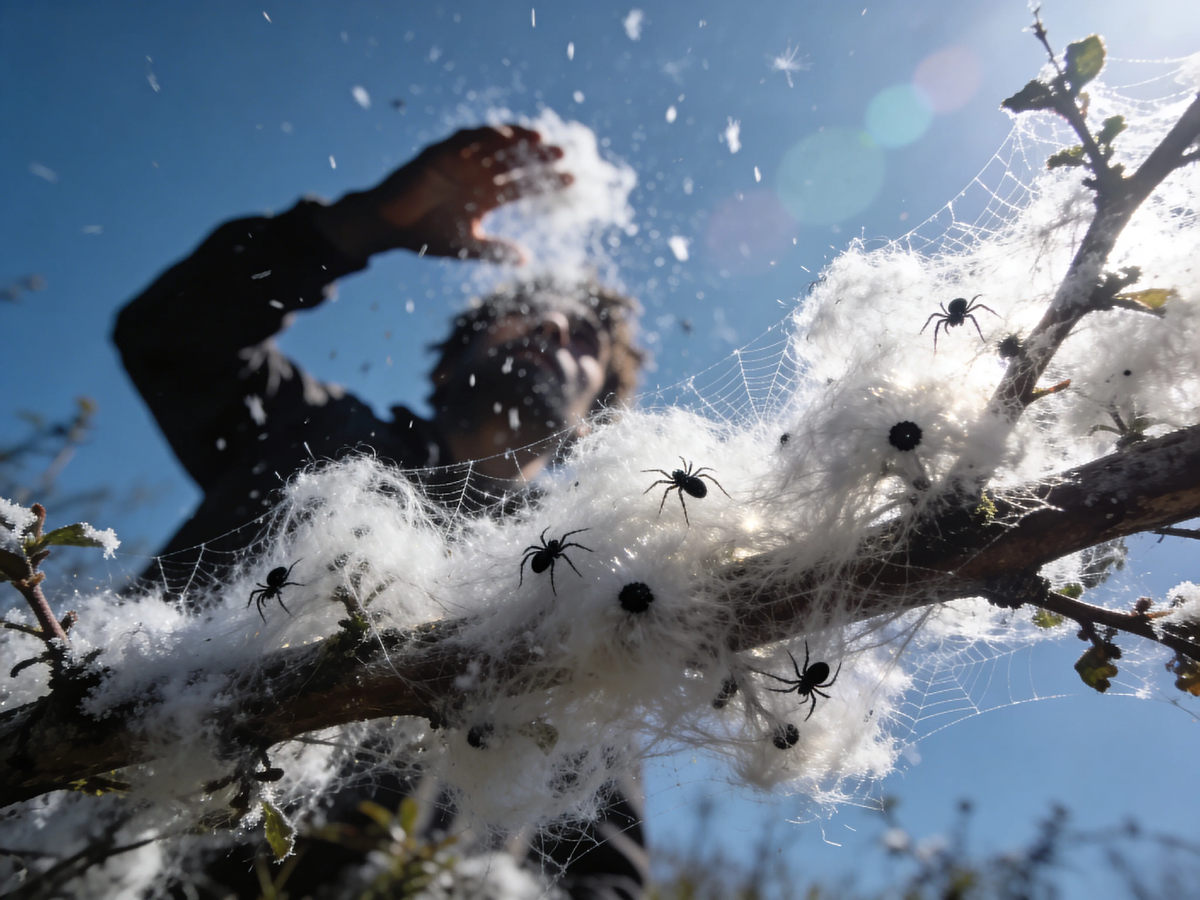Это похоже на сказку — солнечный день, сверкающая паутина, пушистые комочки в воздухе. Но когда эта «сказка» оседает на лицо, волосы и одежду, покрывая всё вокруг километрами липких нитей, хочется бежать без оглядки. Разбираемся, почему пауки устраивают массовые десанты и стоит ли их бояться.