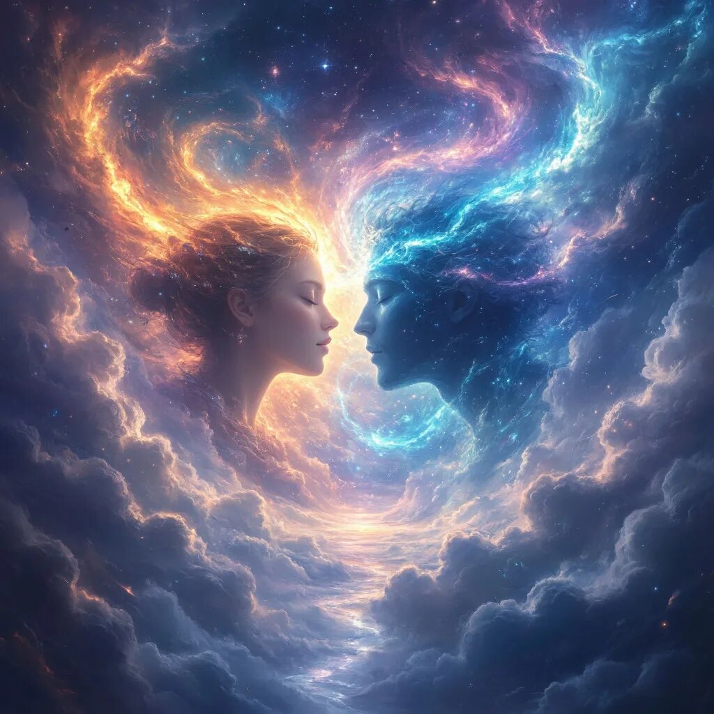 Венера и Нептун. Иллюстрация сгенерирована нейросетью